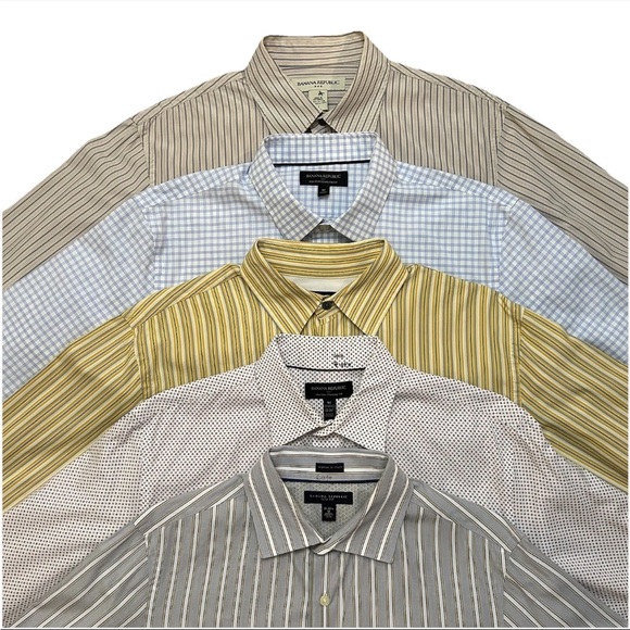 Banana Republic Other - Lot Of 5 Banana Republic Mens M Long Sleeve Non Iron Cotton Shirts Standard Fit